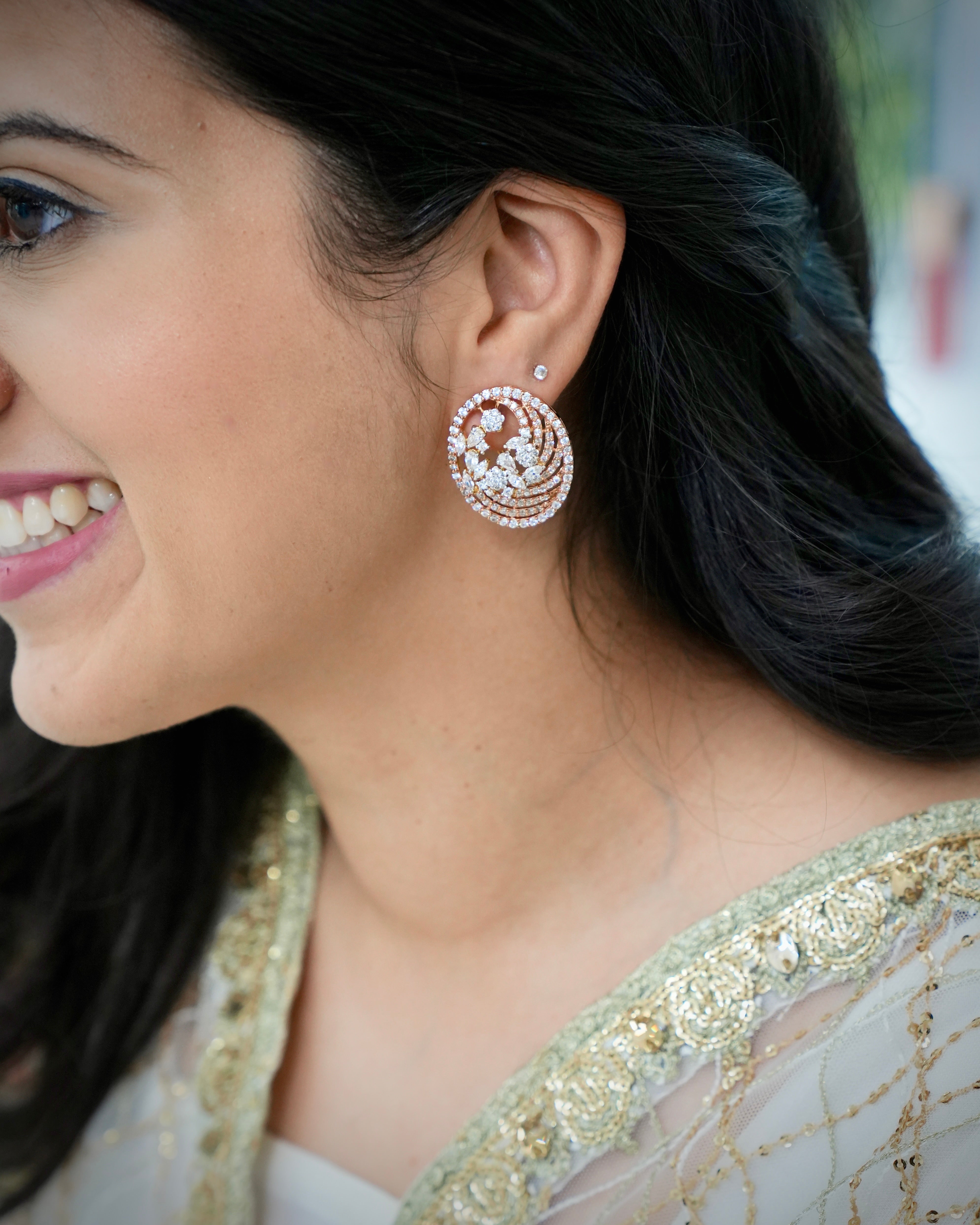 Adeline CZ Statement Stud Earrings
