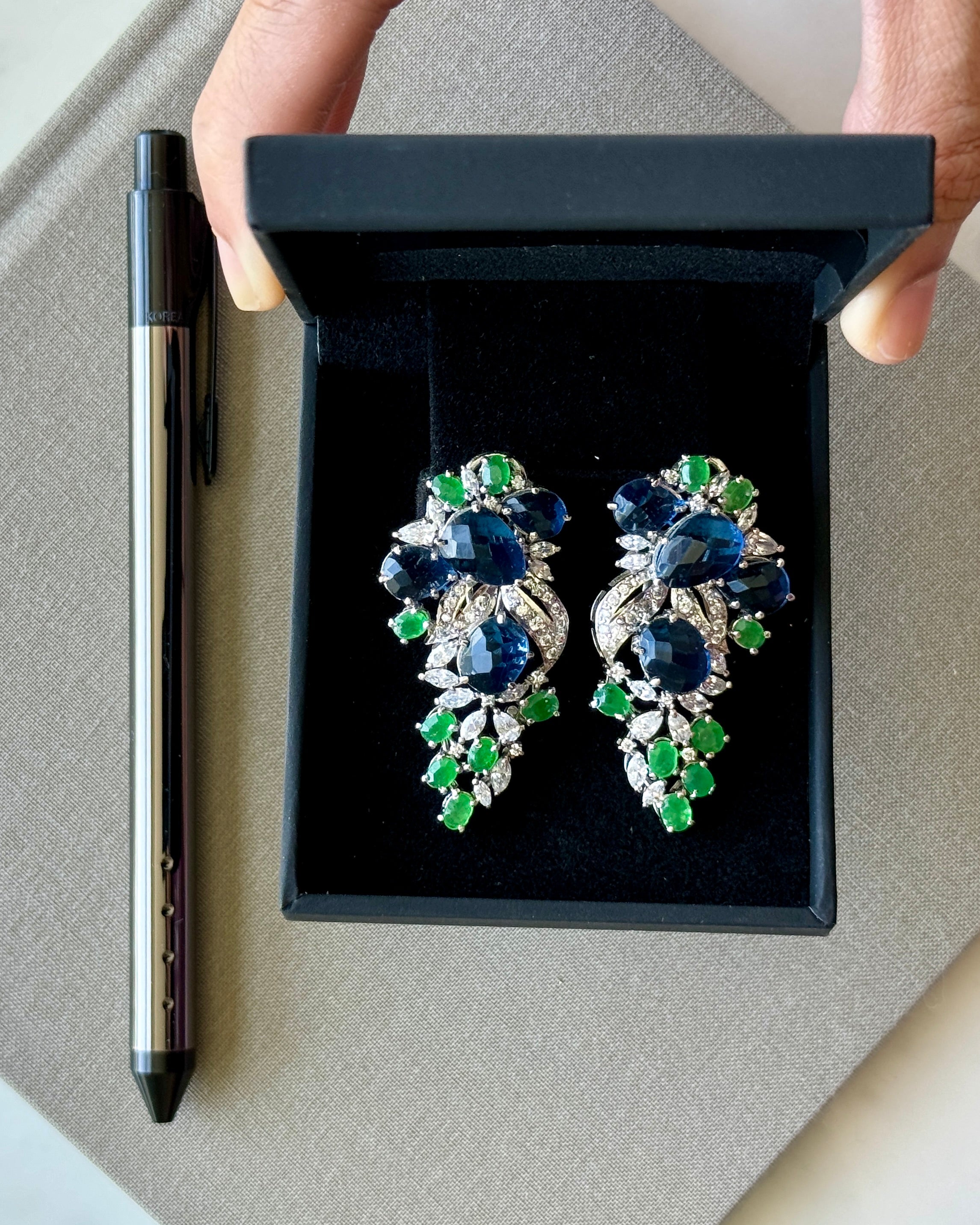 Gossamer Jade & Sapphire Statement Earrings