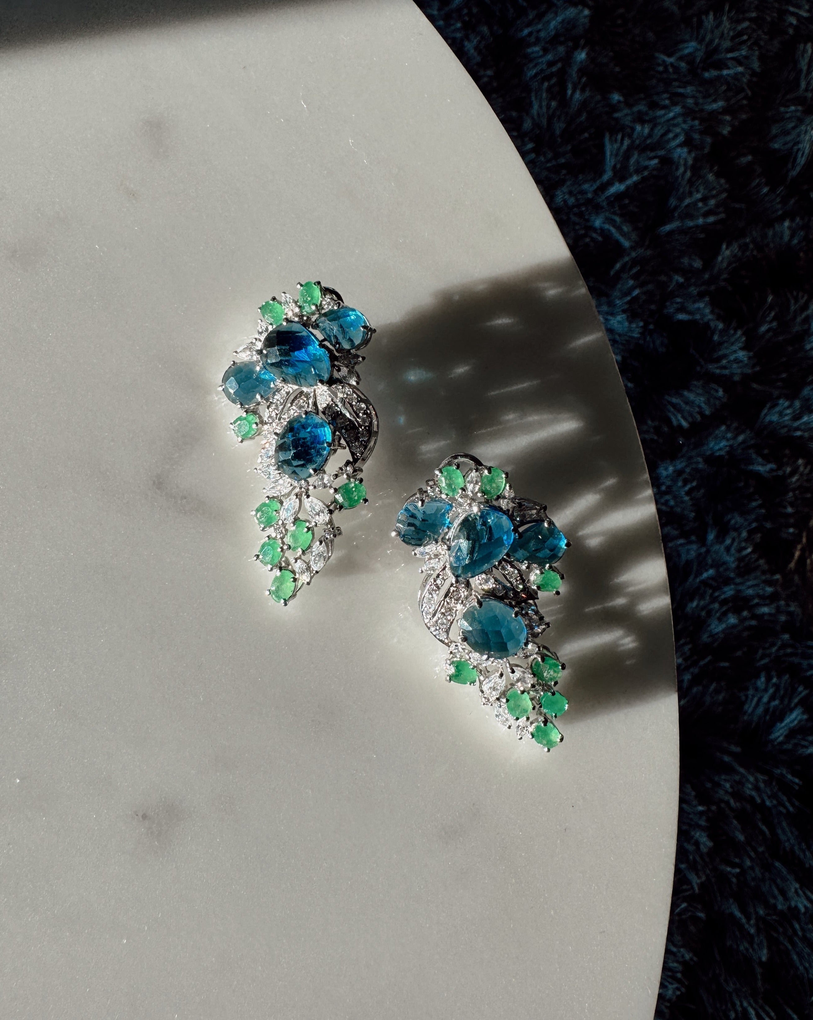Gossamer Jade & Sapphire Statement Earrings
