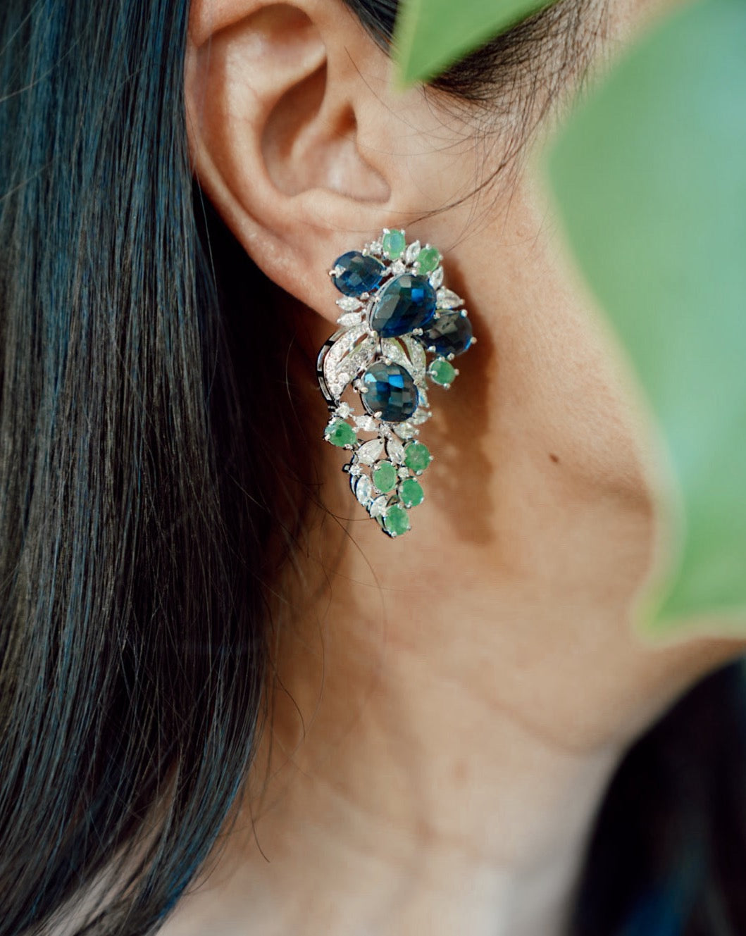 Gossamer Jade & Sapphire Statement Earrings