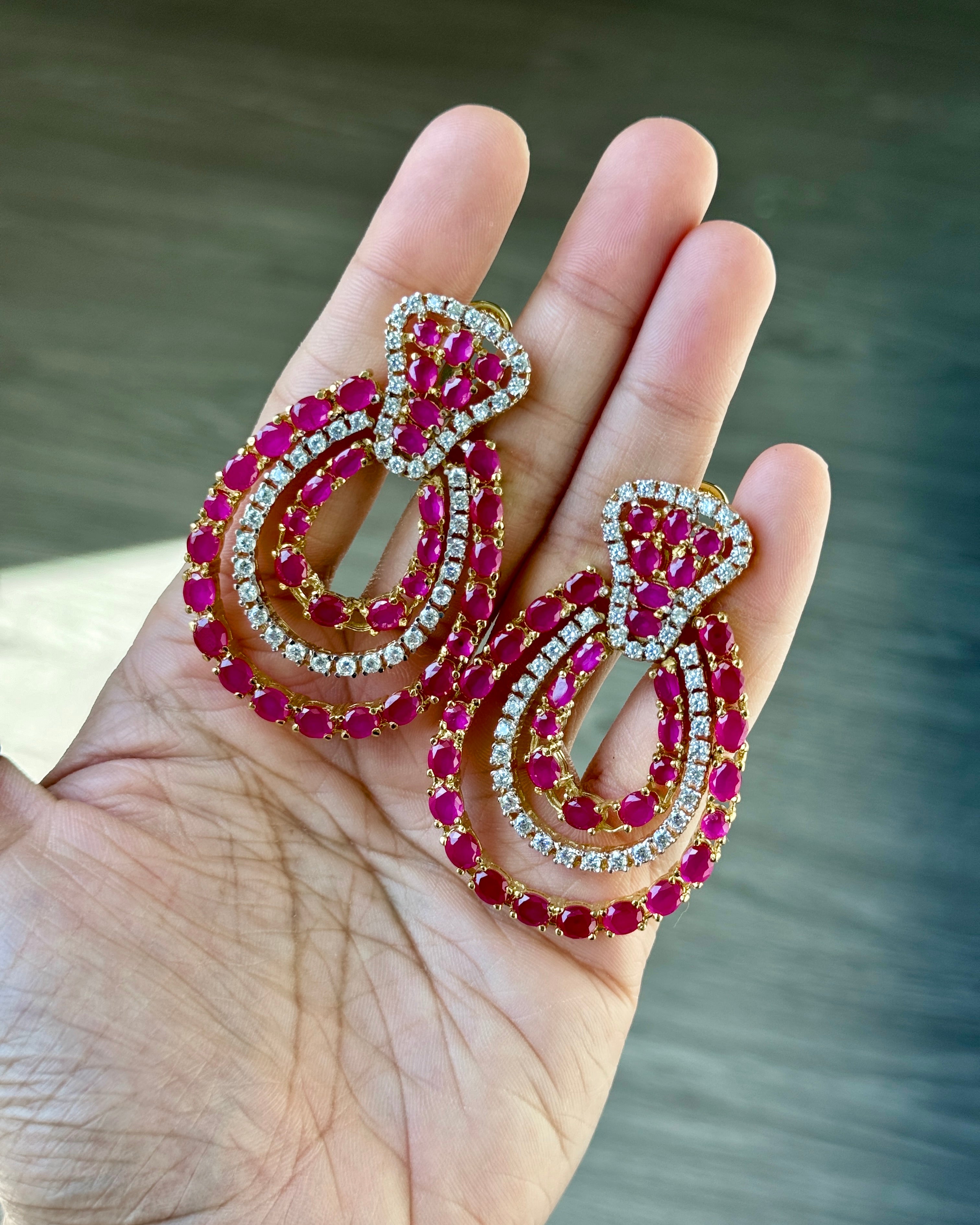 Eleanor Ruby & CZ Statement Earrings