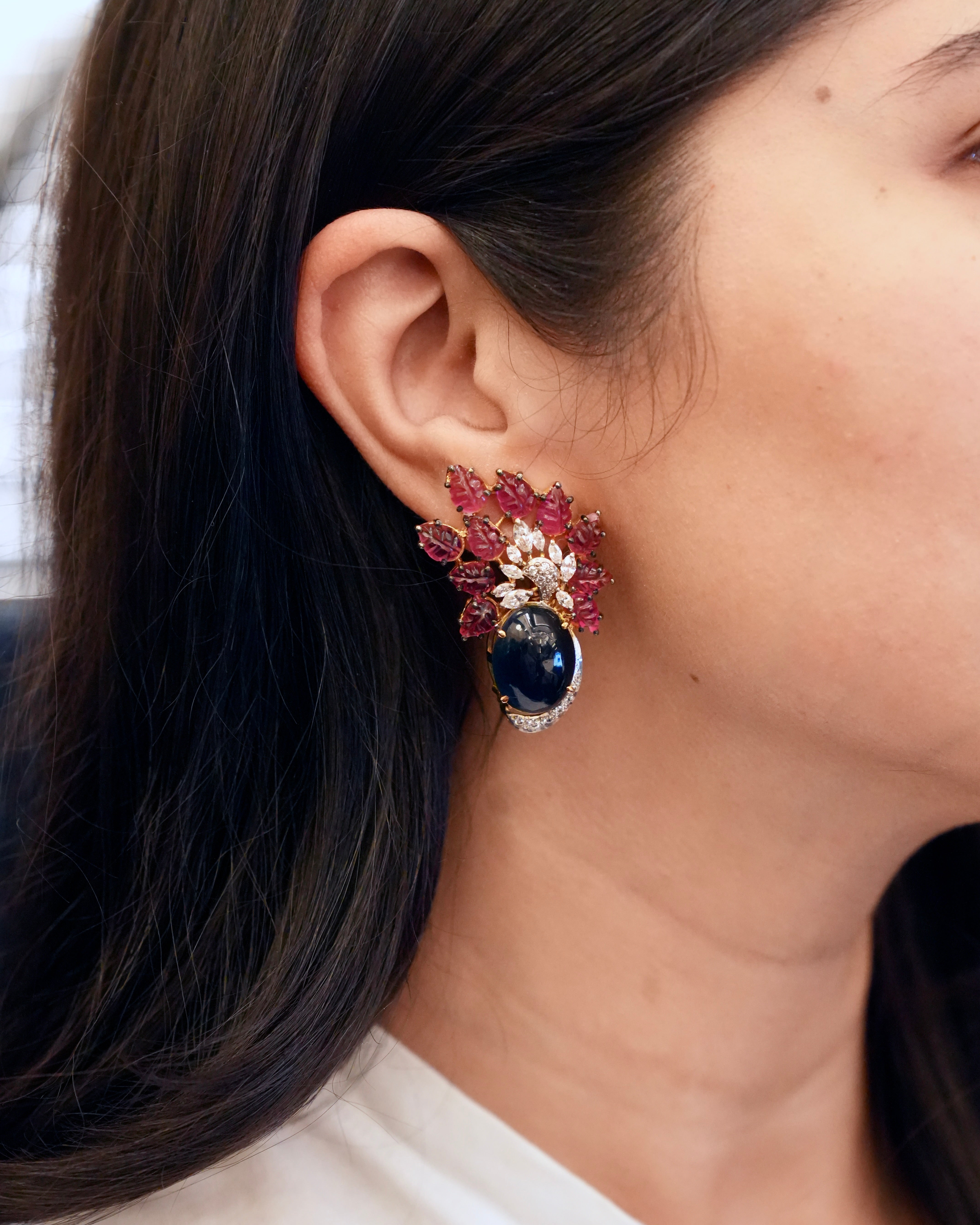 Sakura Ruby & Sapphire Statement Earrings
