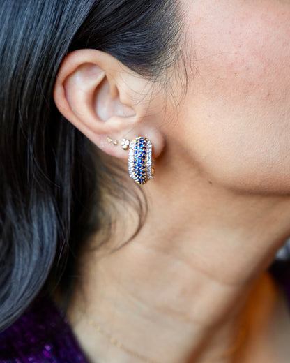 Eliné Lab-Grown Sapphire Hoop Earrings in 21K Yellow Gold over 925 Sterling Silver