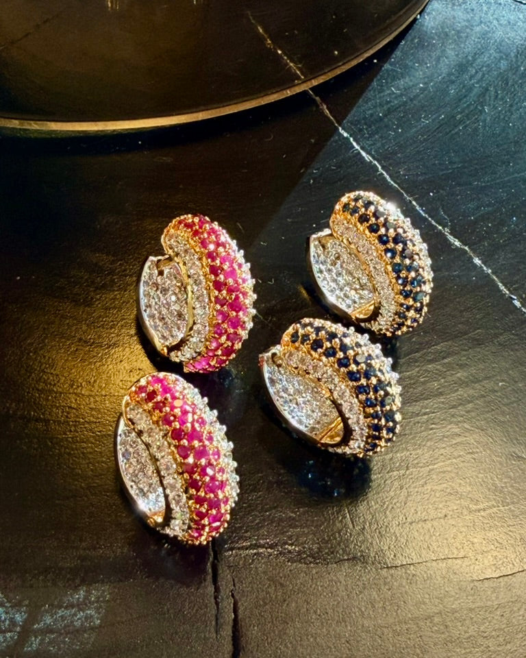 Eliné Pink Ruby Huggie Earrings
