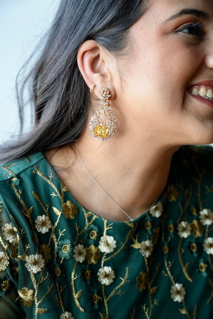 Marigold Yellow Zircon Drop Earrings