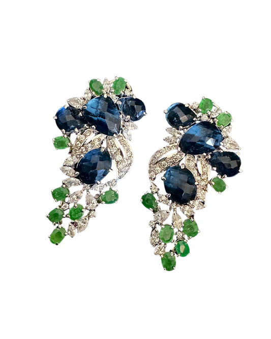 Gossamer Jade & Sapphire Statement Earrings