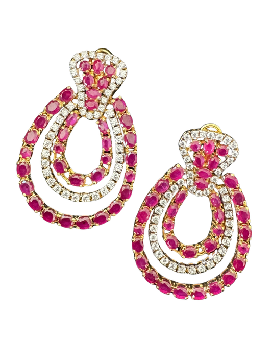 Eleanor Ruby & CZ Statement Earrings