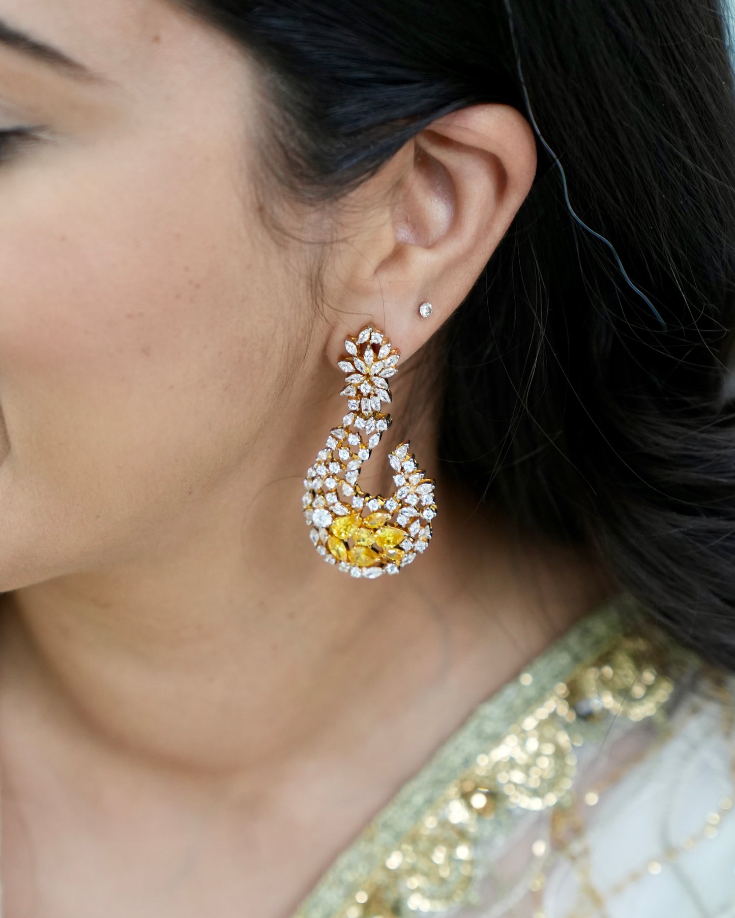 Marigold Yellow Zircon Drop Earrings