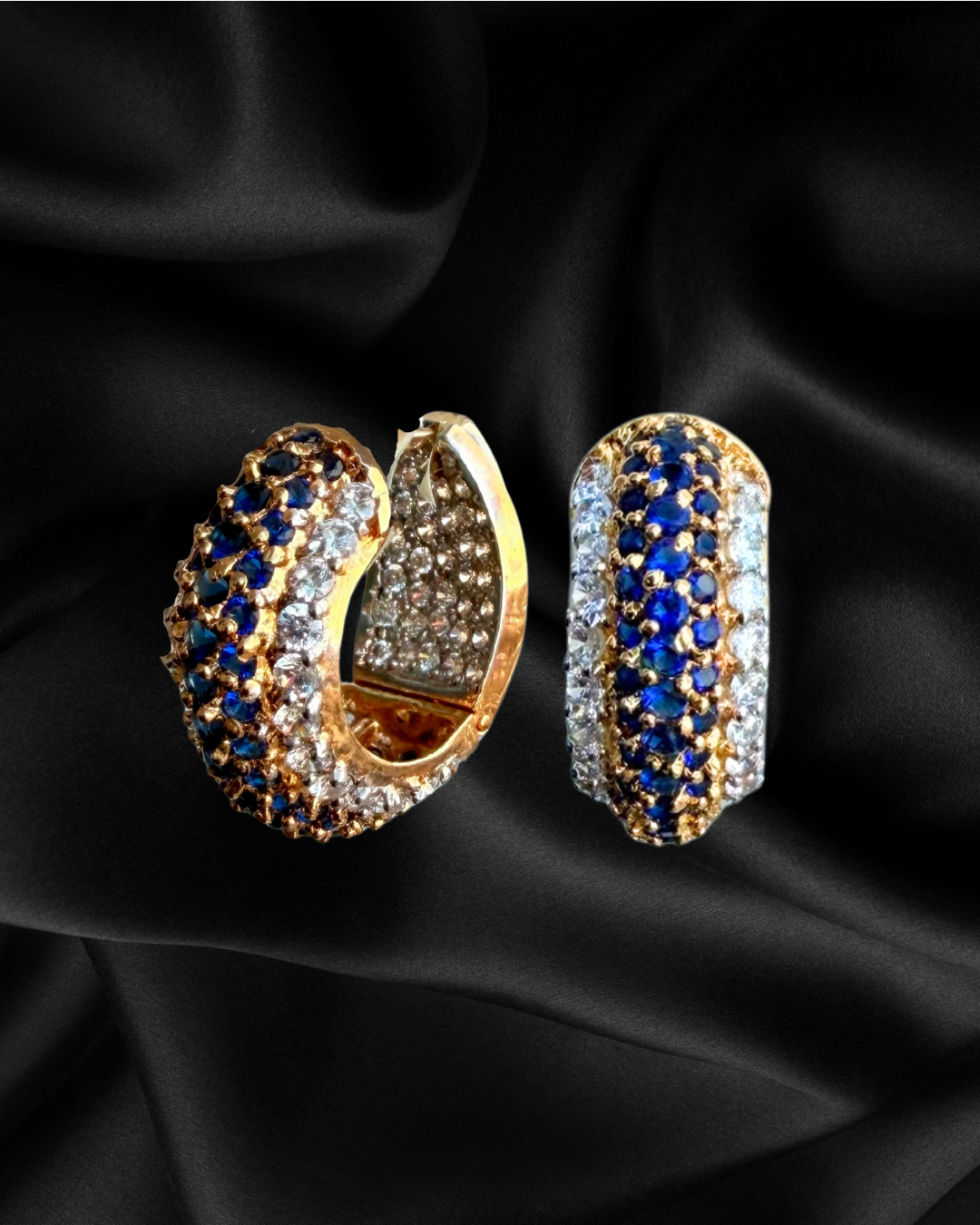 Eliné Lab-Grown Sapphire Hoop Earrings in 21K Yellow Gold over 925 Sterling Silver