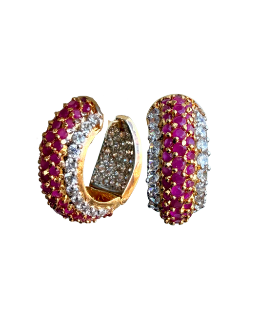 Eliné Pink Ruby Huggie Earrings