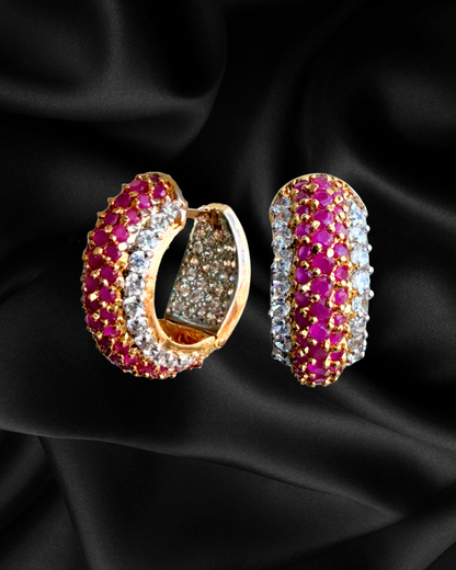 Eliné Lab-Grown Ruby Hoop Earrings in 21K Yellow Gold over 925 Sterling Silver