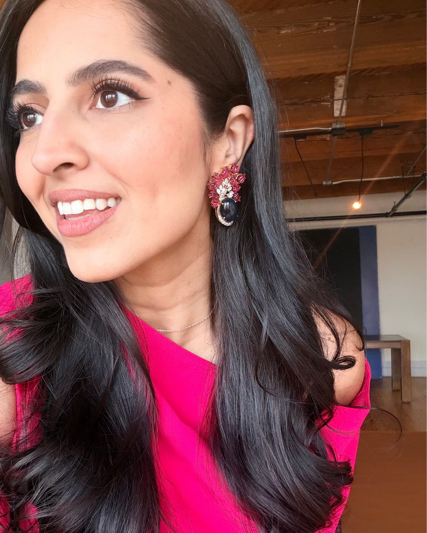 Sakura Ruby & Sapphire Statement Earrings