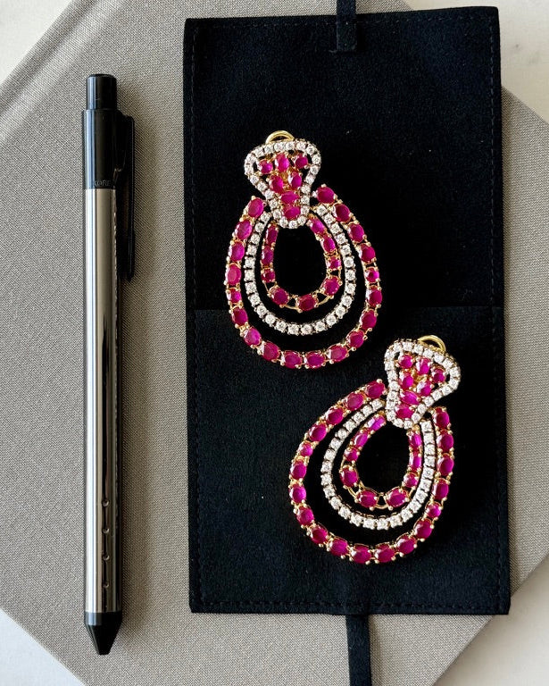 Eleanor Ruby & CZ Statement Earrings