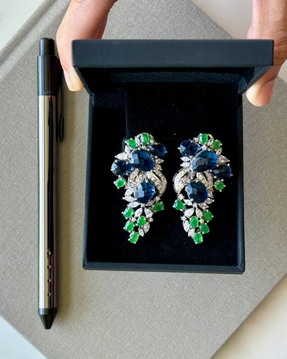 Gossamer Jade & Sapphire Statement Earrings